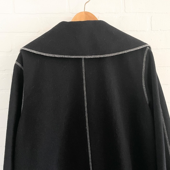 Vintage Vex Collection Women’s Pea Coat Black Contrasting stitches Wool blend M - Picture 9 of 11